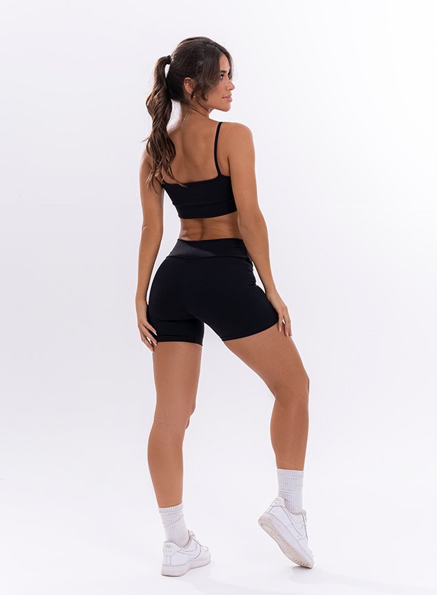 Conjunto Shorts + Top Fitness Preto Feminino - Movie Fitness