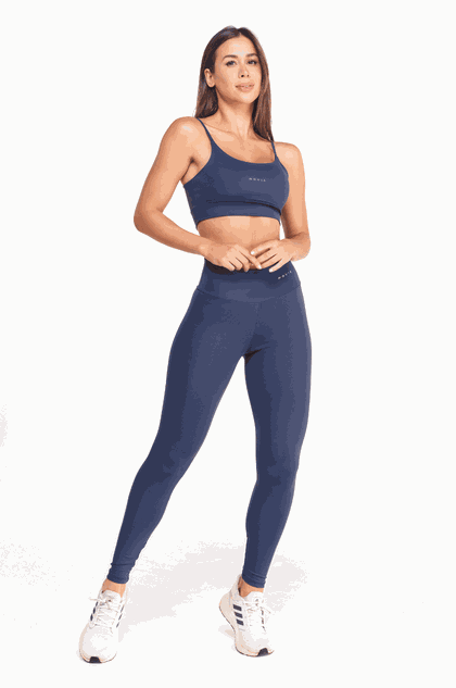 Conjunto Feminino Fitness B&aacute;sico Cal&ccedil;a e Top - Marinho