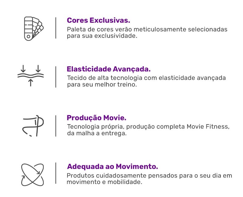 caracteristicas pecas movie fitness cores exclusivas elasticidade avancada movie producao fitness