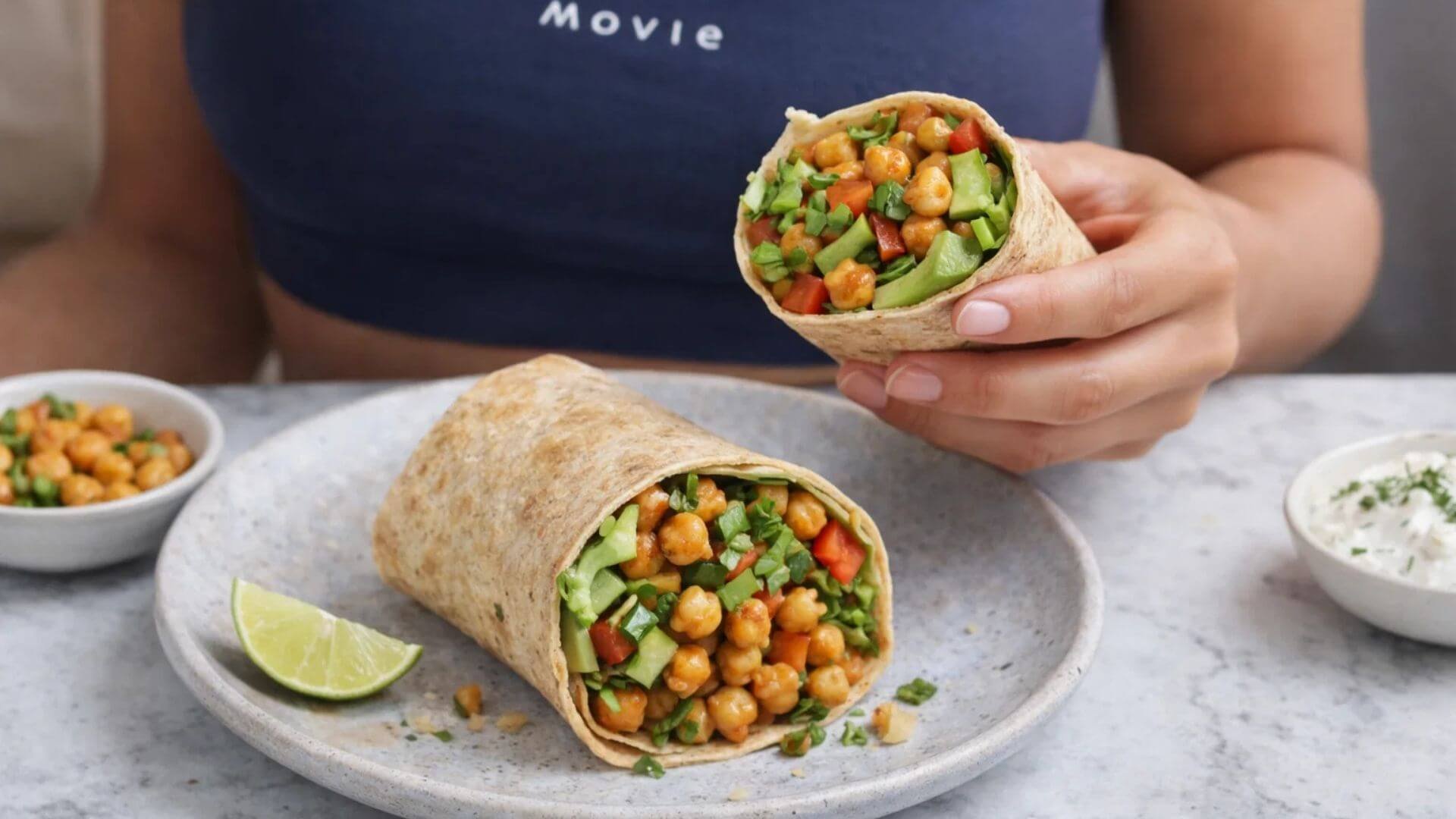 Receita Wrap Fitness Vegetariano com Grão de Bico