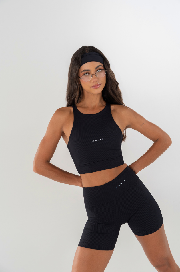 Top Feminino Nadador Fitness - Preto